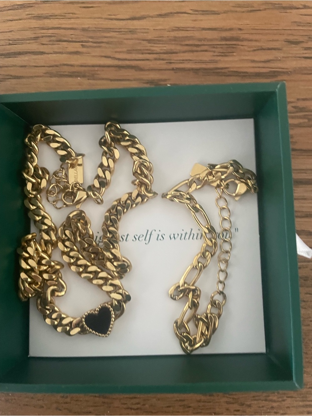 14K gold plated, waterproof - Heart Pendant Chain Necklace & Bracelet. New